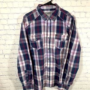 Mens Button down XL Plaid Dress shirt